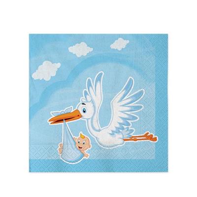TOVAGLIOLI 25X25 CM CICOGNA NUVOLA CELESTE 20 PZ