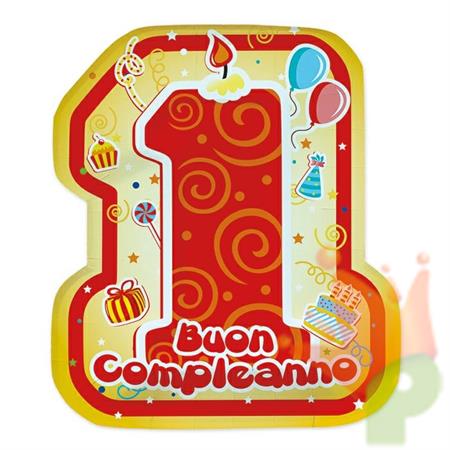 PIATTI 21X25CM PRIMO COMPLEANNO 8PZ