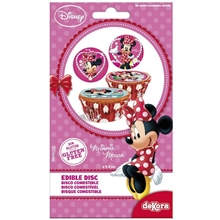 DISCHETTI IN ZUCCHERO PER CUPCAKES D. 3,4CM MINNIE 16PZ