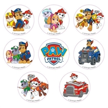 DISCHETTI IN ZUCCHERO PER CUPCAKES D. 3,4CM PAW PATROL 16PZ