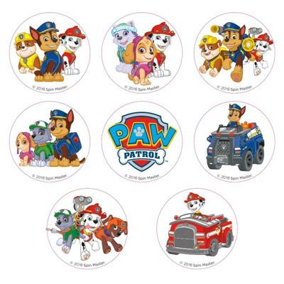 DISCHETTI IN ZUCCHERO PER CUPCAKES D. 3,4CM PAW PATROL 16PZ