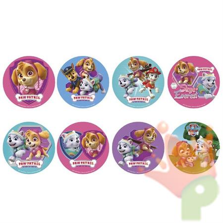 DISCHETTI IN ZUCCHERO PER CUPCAKES D. 3,4CM PAW PATROL GIRL 16PZ