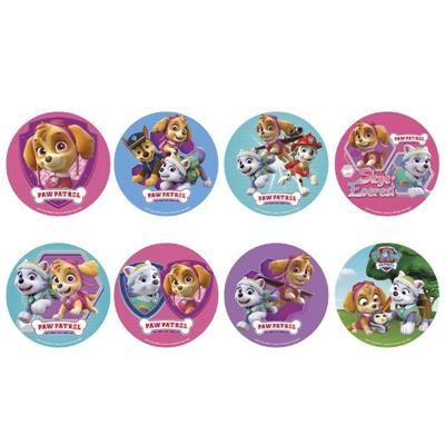 DISCHETTI IN ZUCCHERO PER CUPCAKES D. 3,4CM PAW PATROL GIRL 16PZ
