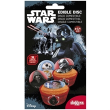 DISCHETTI IN ZUCCHERO PER CUPCAKES D. 3,4CM STAR WARS 16PZ