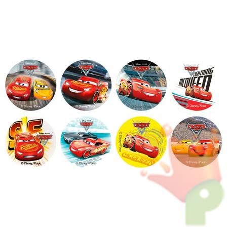 DISCHETTI IN ZUCCHERO PER CUPCAKES D. 3,4CM CARS 3 16PZ