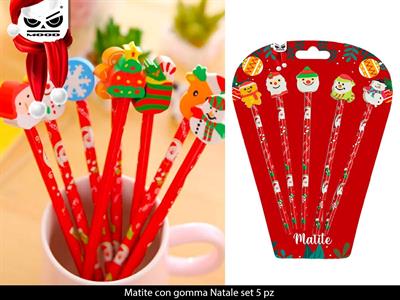 MATITE CON GOMMA NATALE 5 PZ