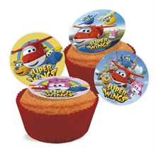 DISCHETTI IN ZUCCHERO PER CUPCAKES D. 3,4CM SUPER WINGS 16PZ