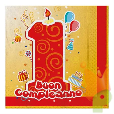 TOVAGLIOLI 33X33CM PRIMO COMPLEANNO 20PZ