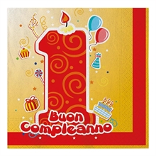 TOVAGLIOLI 33X33CM PRIMO COMPLEANNO 20PZ