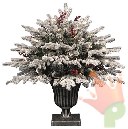 ALBERO DI NATALE INNEVATO IN VASO 75CM PIGNE BACCHE 70 LED CALDO