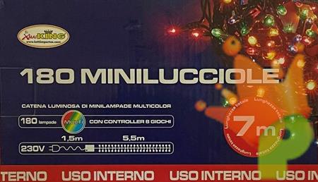 LUCI DI NATALE 180 MINILUCCIOLE MULTI/8G CAVO/V 7,4M INT/EST.