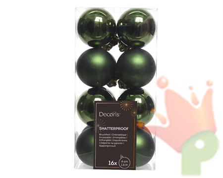 PALLINE DI NATALE VERDE PINO 4 CM CONFEZIONE 16 PZ