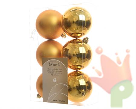 PALLINE DI NATALE GIALLO ORO 8 CM CONFEZIONE 6 PZ