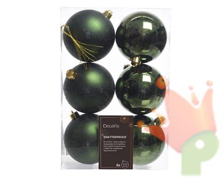 PALLINE DI NATALE VERDE PINO 8 CM CONFEZIONE 6 PZ