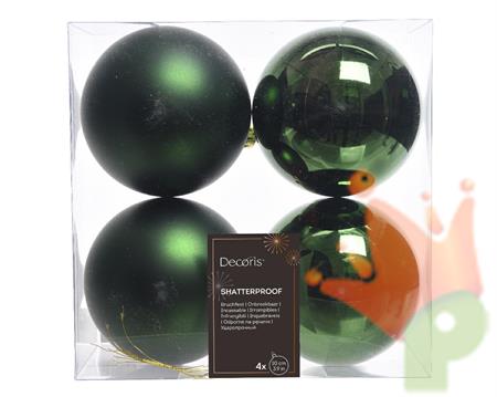 PALLINE DI NATALE VERDE PINO 10 CM CONFEZIONE 4 PZ