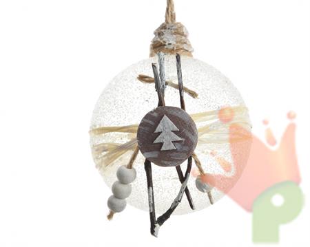 PALLE PER ALBERO TRASPARENTE DECORATA NATURALE dia8cm