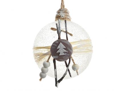 PALLE PER ALBERO TRASPARENTE DECORATA NATURALE dia8cm