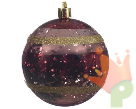 PALLINA DI NATALE BORDEAUX DECORATA 8 CM