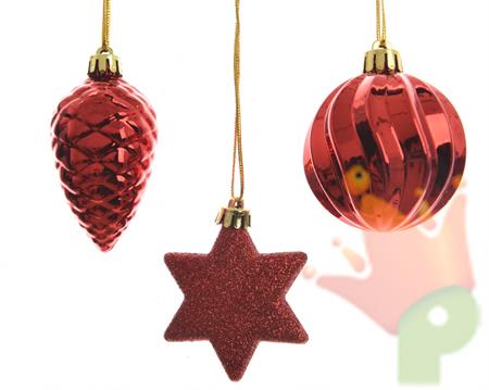 DECORAZIONI PENDENTI ROSSO 3 ASS