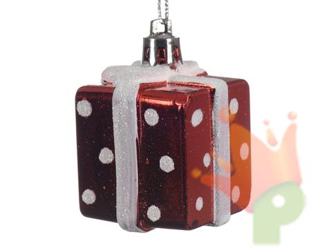 DECORAZIONE PENDENTE SCATOLA REGALO 3.5x3.5x5cm 2 PZ