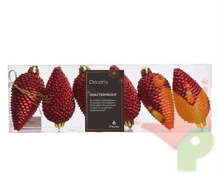 PENDENTI NATALIZIO PIGNE ROSSE 6 PZ