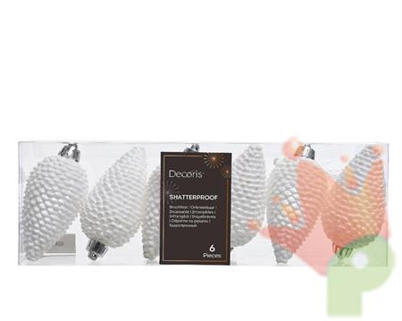 PENDENTI PER ALBERO DI NATALE PIGNA BIANCO BOX DA 6