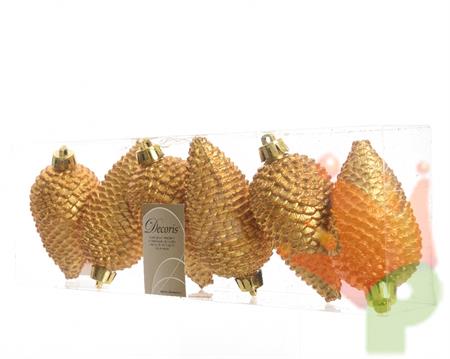DECORAZIONE PENDENTE PIGNA ORO 6 PZ dia4.5x8cm