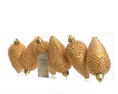 DECORAZIONE PENDENTE PIGNA ORO 6 PZ dia4.5x8cm