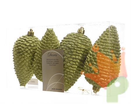 DECORAZIONE PENDENTE PIGNA VERDE dia7x12cm 4 PZ