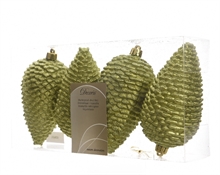 DECORAZIONE PENDENTE PIGNA VERDE dia7x12cm 4 PZ