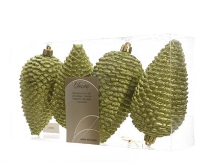 DECORAZIONE PENDENTE PIGNA VERDE dia7x12cm 4 PZ