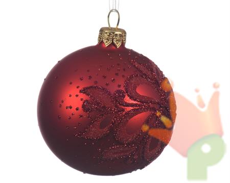 PALLINA DI NATALE ROSSA DECORATA 8 CM