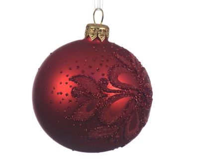 PALLINA DI NATALE ROSSA DECORATA 8 CM
