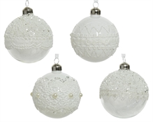 PALLINA DI NATALE BIANCA DECORATA 8 CM