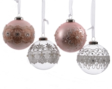 PALLA VETRO CON DECORAZIONE MERLETTO ASSORT dia8cm