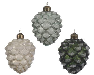 DECORAZIONE PENDENTE PIGNA VETRO  10 CM
