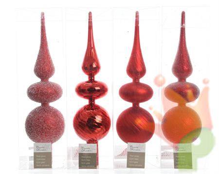 PUNTALE PER ALBERO DI NATALE 8X32CM ROSSO 4 MODELLI ASSORTITI