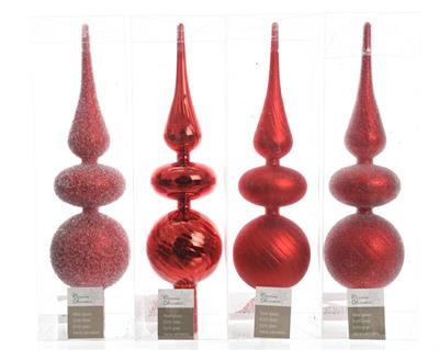 PUNTALE PER ALBERO DI NATALE 8X32CM ROSSO 4 MODELLI ASSORTITI