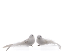 DECORAZIONE UCCELLINO CON CPIL BIANCO 3x6x17cm