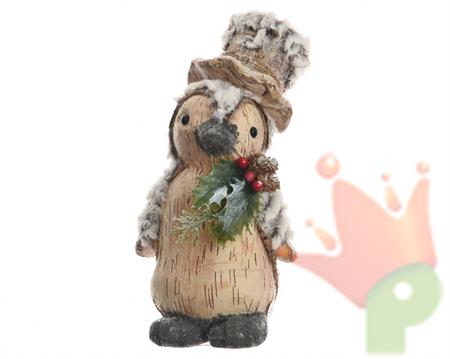 PINGUINO DECORATO CON CILINDRO  13x18x31cm