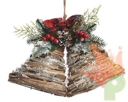 CAMPANA IN LEGNO DECORATA 10x31x20cm