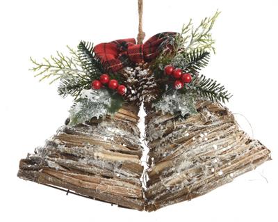 CAMPANA IN LEGNO DECORATA 10x31x20cm