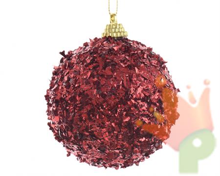 PALLINA DI NATALE ROSSA GLITTERATA 8 CM