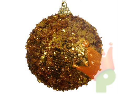 PALLA PER ALBERO DECORATA GLITTER ORO DIA 18