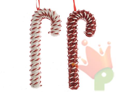 PENDENTE NATALIZIO BASTONCINO CANDY CANE CON GLITTER 20,5 CM