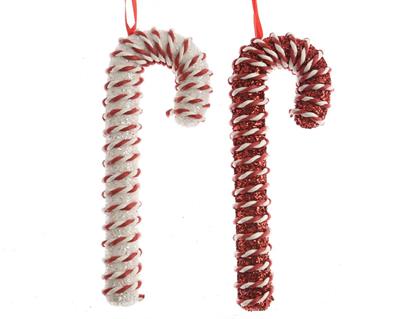 PENDENTE NATALIZIO BASTONCINO CANDY CANE CON GLITTER 20,5 CM