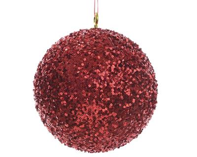 PALLINA NATALIZIA 30CM BRILLANTINATA ROSSO