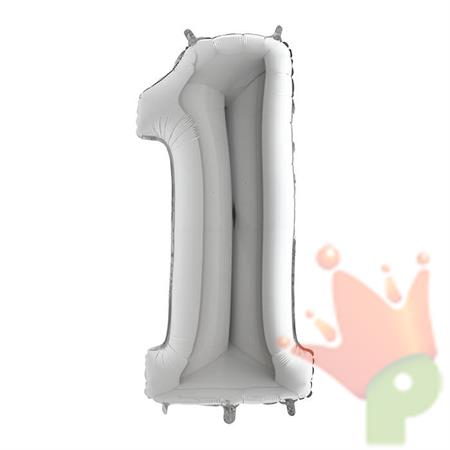 NUMERO 1 MAXI ARGENTO 102CM 5PZ