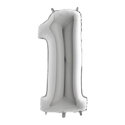 NUMERO 1 MAXI ARGENTO 102CM 5PZ