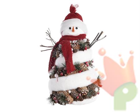 PUPAZZO DI NEVE CON PIGNE  25x20x38cm